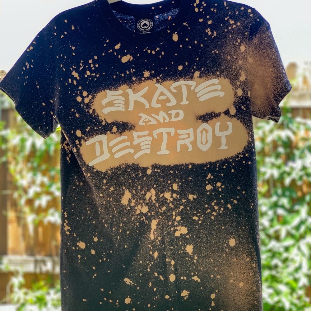 Thrasher Skate and Destroy Bleached Black T Shirt